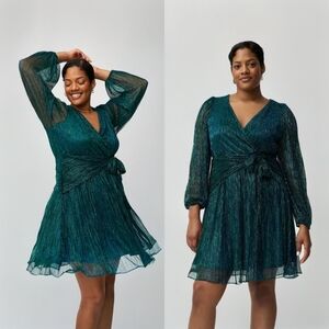 Torrid Shimmery/Metallic Teal Long Sleeve Dress Special Occasion Dress